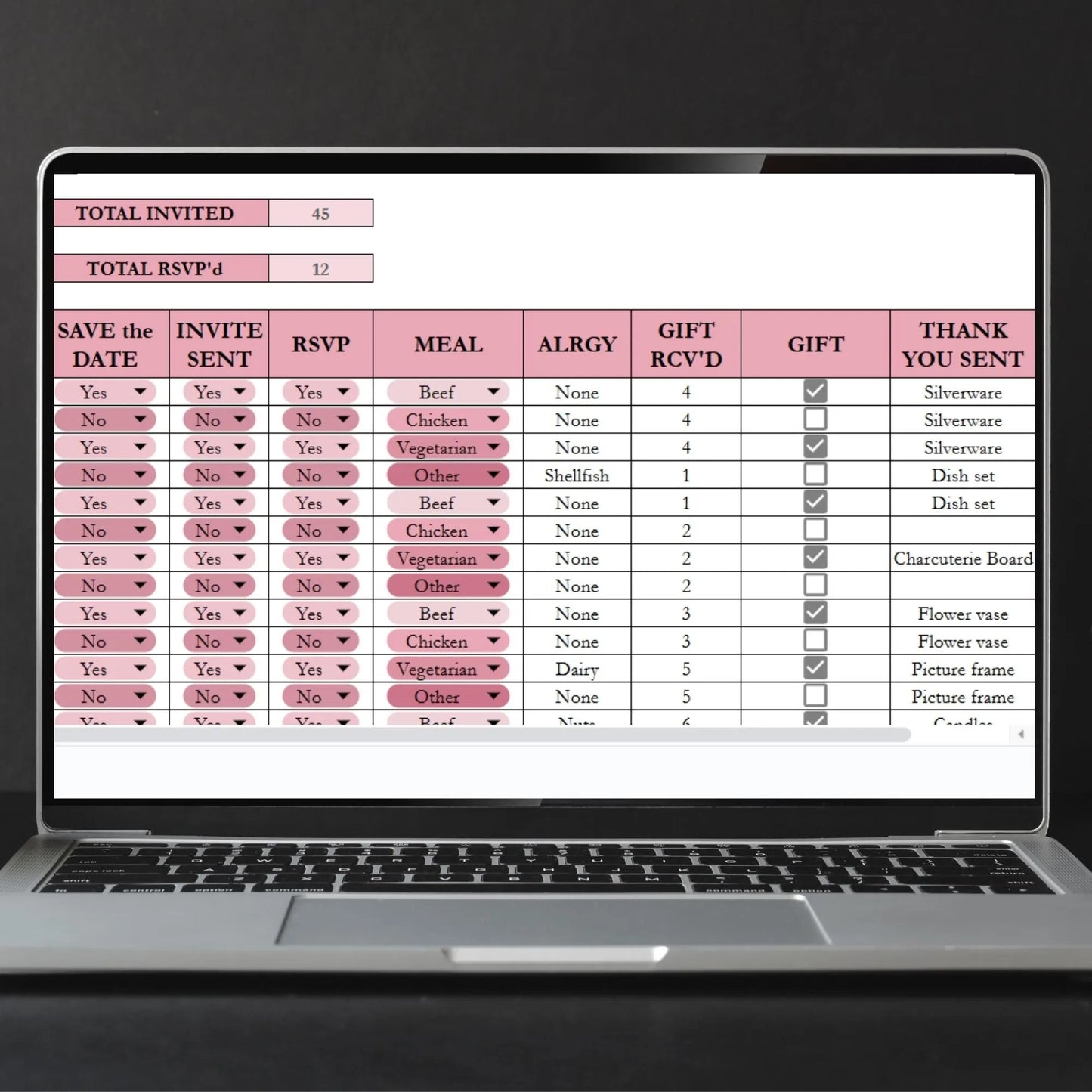 Guest List Excel Template, Invite Tracker, RSVP Tracker Google Sheet, Wedding Guest List, Address List