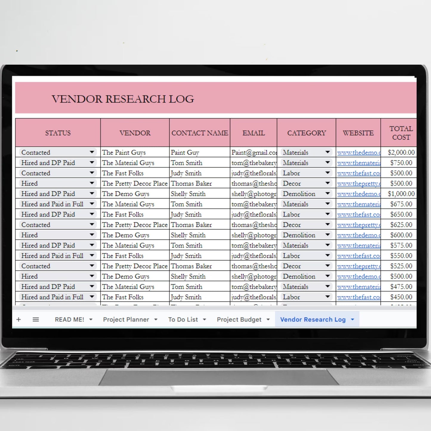 Home Renovation Planner Excel Spreadsheet, Home Improvement, Home Remodel Planner Budget