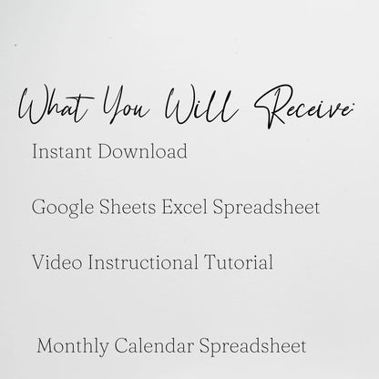Monthly Calendar Google Sheet, Monthly Calendar Template, Calendar Template, Calendar Google Doc