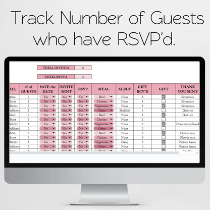 Guest List Excel Template, Invite Tracker, RSVP Tracker Google Sheet, Wedding Guest List, Address List