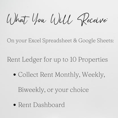 Rent Ledger Template, Landlord Spreadsheet Excel, Monthly Rent Payment Tracker Google Sheets