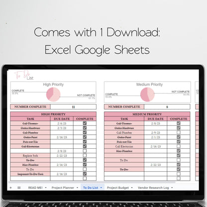 Home Renovation Planner Excel Spreadsheet, Home Improvement, Home Remodel Planner Budget